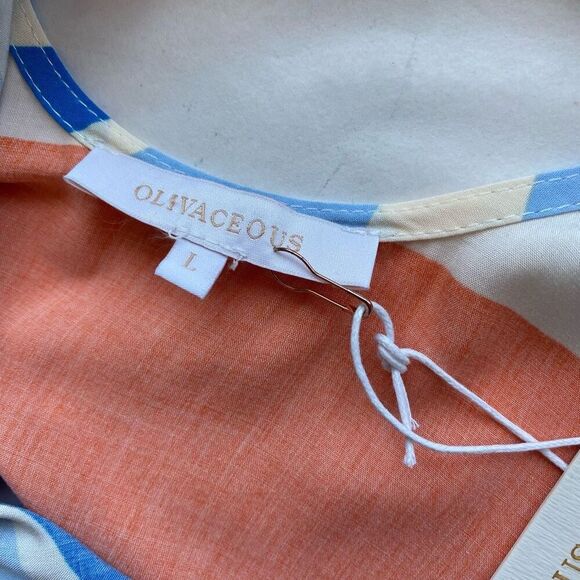 NWT Olivaceous Halter Dress Trapeze & Swing Orange Blue Tie Neck Mini Short Wome - Picture 8 of 12